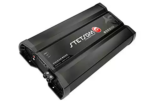 Stetsom Vulcan 8000 1 Ohm Car Amplifier, Mono Full Range 8000.1 8K Watts RMS, 1Ω Stable Car Audio, HD Sound Quality, Crossover & Bass Boost, Car Stereo Speaker Subwoofer MD, Smart Coolers