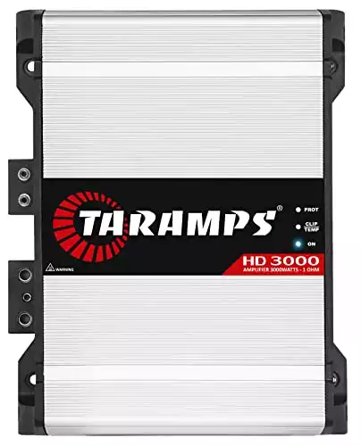 Taramps HD 3000 1 Channel 3000 Watts RMS 1 Ohm Full Range Amplifier Car Audio Bass Boost, Monoblock, Subwoofer, LED Monitor Indicator Class D, Power Amp, White